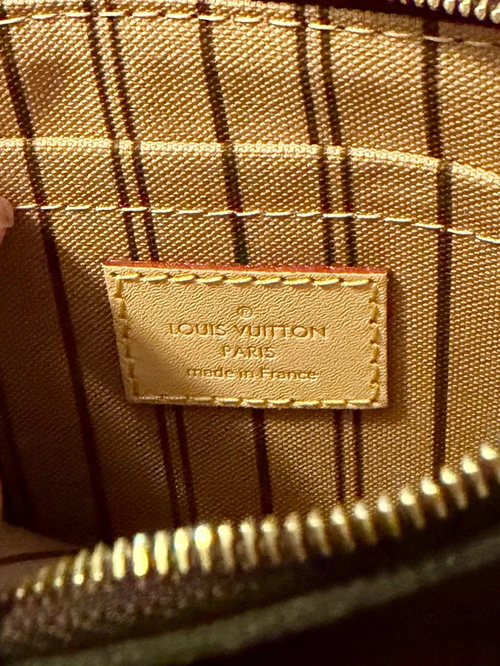 Louis Vuitton Brown Monogram Wristlet with Tan Strap